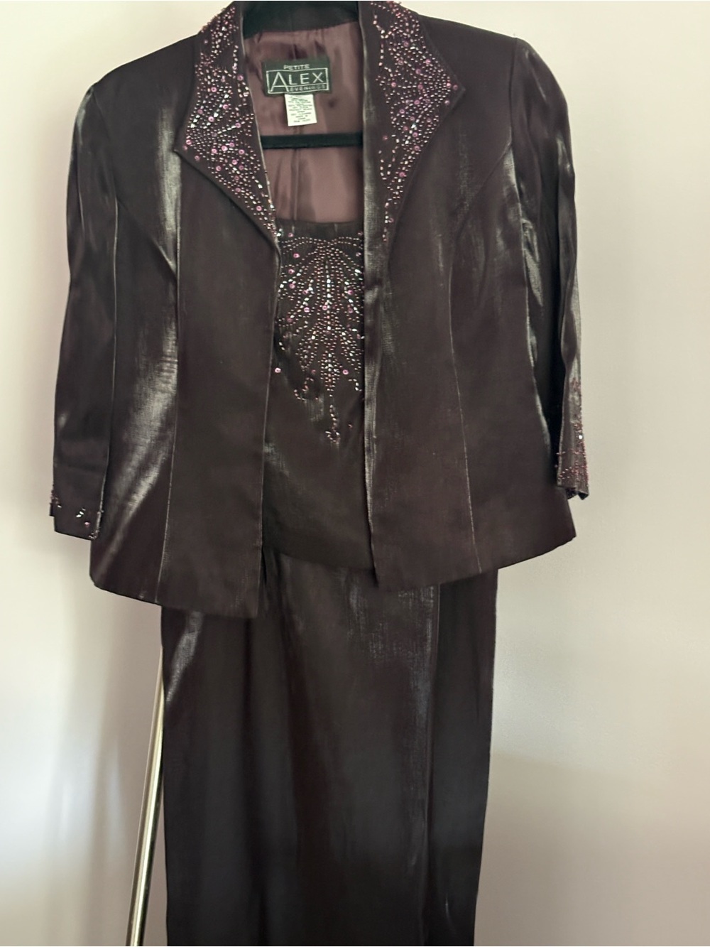 Alex Evenings Plum Beaded Evening Dress and Jacket